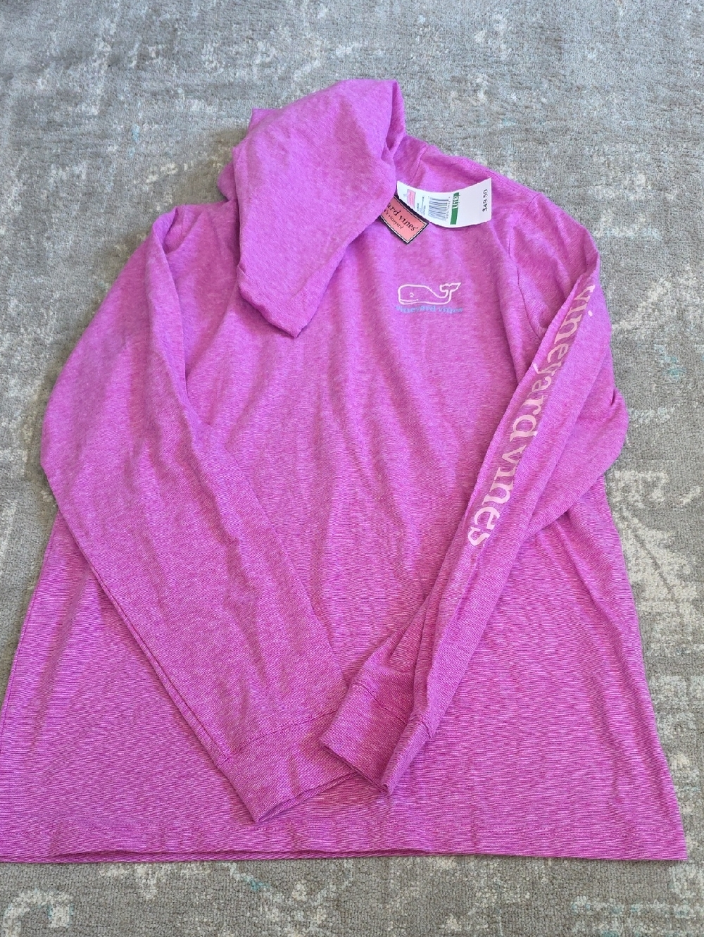 Vineyard Vines Girls Heathered Purple Long Sleeve Logo Tee / Size Large (16)